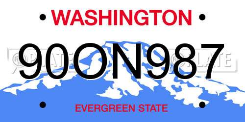 90ON987 Washington License Plate