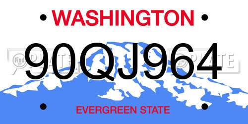90QJ964 Washington License Plate