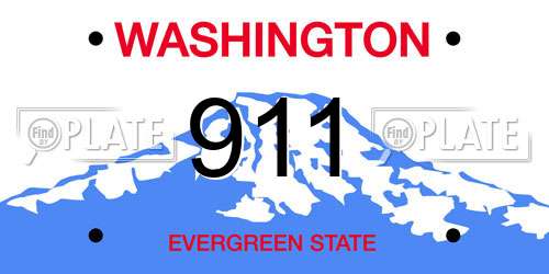 911 Washington License Plate
