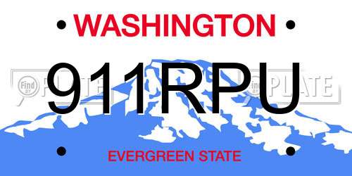 911RPU Washington License Plate