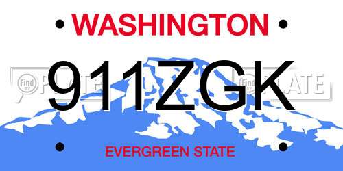 911ZGK Washington License Plate