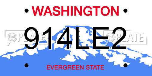 914LE2 Washington License Plate