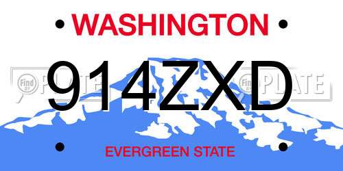 914ZXD Washington License Plate
