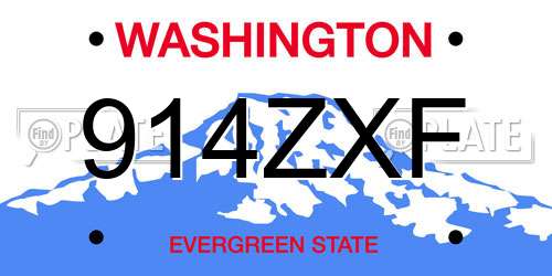 914ZXF Washington License Plate