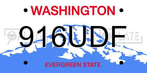 916UDF Washington License Plate