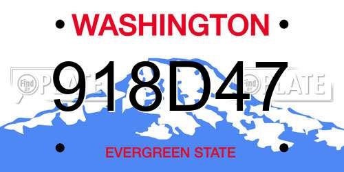 918D47 Washington License Plate