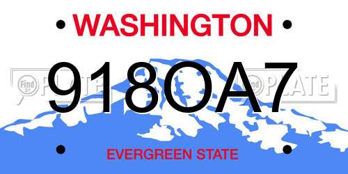 918OA7 Washington License Plate