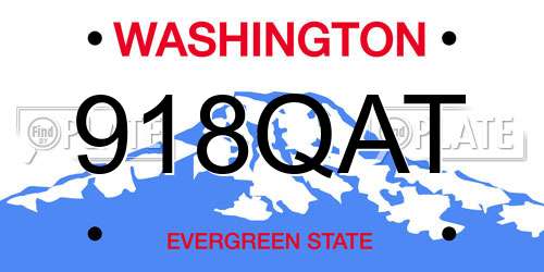 918QAT Washington License Plate