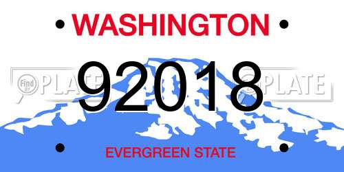 92018 Washington License Plate