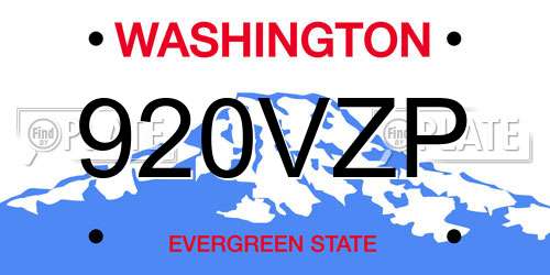 920VZP Washington License Plate