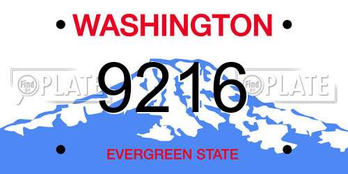 9216 Washington License Plate