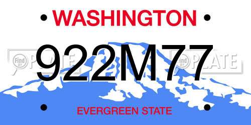 922M77 Washington License Plate