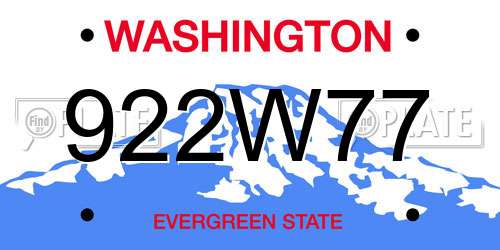 922W77 Washington License Plate