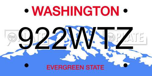 922WTZ Washington License Plate