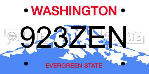 923ZEN Washington License Plate