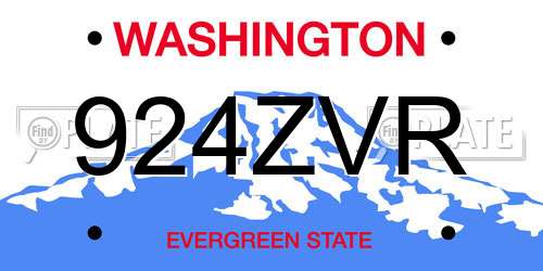 924ZVR Washington License Plate