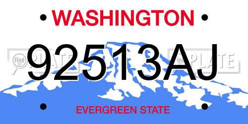 92513AJ Washington License Plate