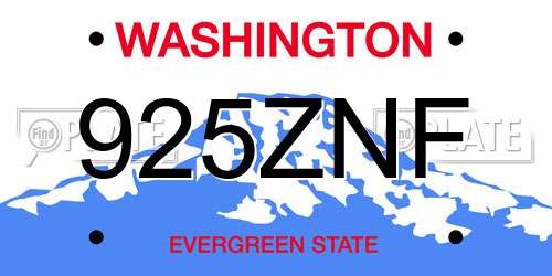 925ZNF Washington License Plate