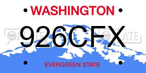 926CFX Washington License Plate