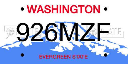 926MZF Washington License Plate