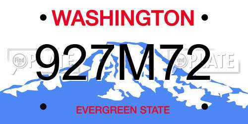 927M72 Washington License Plate