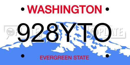 928YTO Washington License Plate