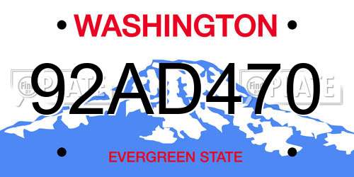 92AD470 Washington License Plate