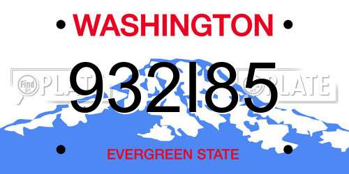 932I85 Washington License Plate