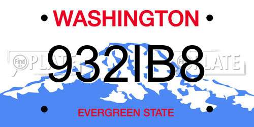 932IB8 Washington License Plate