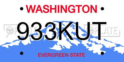 933KUT Washington License Plate