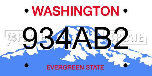 934AB2 Washington License Plate