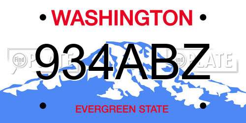 934ABZ Washington License Plate
