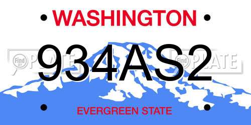 934AS2 Washington License Plate