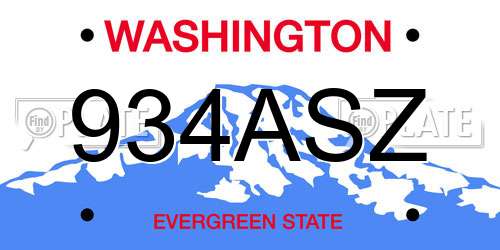 934ASZ Washington License Plate