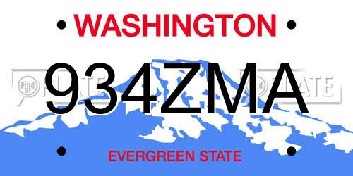 934ZMA Washington License Plate