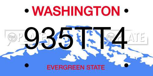 935TT4 Washington License Plate