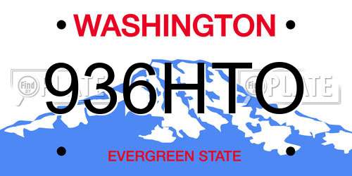 936HTO Washington License Plate