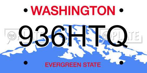 936HTQ Washington License Plate