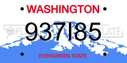 937I85 Washington License Plate