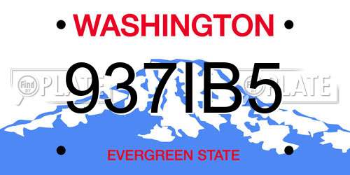 937IB5 Washington License Plate