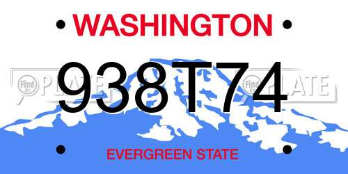 938T74 Washington License Plate