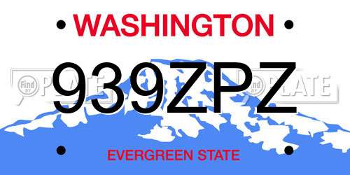 939ZPZ Washington License Plate