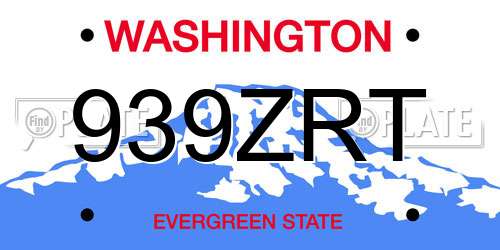 939ZRT Washington License Plate