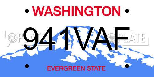 941VAF Washington License Plate