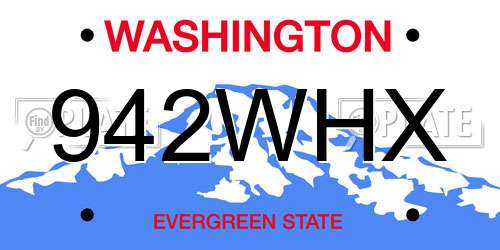 942WHX Washington License Plate