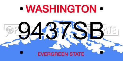 9437SB Washington License Plate