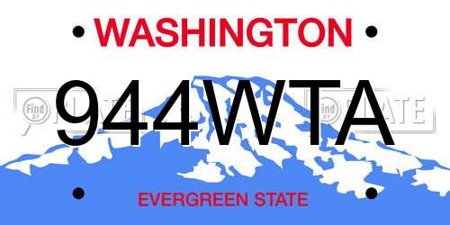 944WTA Washington License Plate