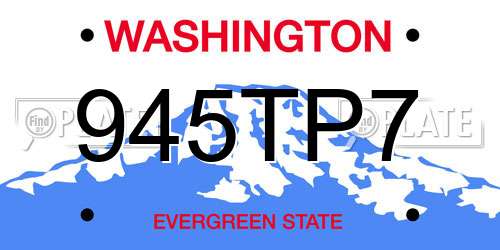 945TP7 Washington License Plate