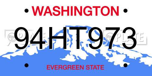 94HT973 Washington License Plate