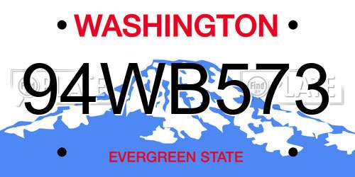 94WB573 Washington License Plate
